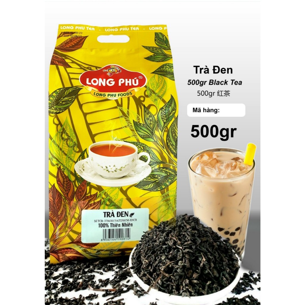 Trà Đen (Black tea) LONG PHÚ Gói 500g - Nguyên Liệu Trà Sữa, Thơm Đậm Vị Trà, Nước Trà, Chè