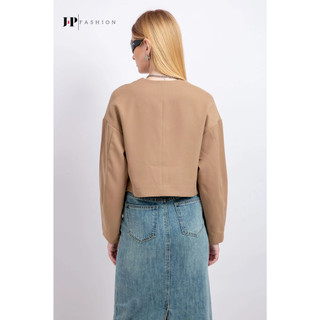 Áo Blazer Croptop JP FASHION Form Lửng Có Độn Vai, Áo Khoác Croptop Nữ Tay Dài Vải Mát Dễ Phối Đồ 10708258