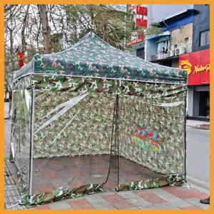 Nhà Bạt Di Động Gấp Gọn 3M x 3M Màu Rằn Ri Dã Chiến Quây 4 Mặt, Có Khoá Kéo Làm Cửa (Bản Thiết Kế Theo Yêu Cầu)
