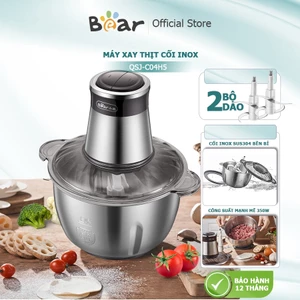 Máy xay thịt Bear QSJ-C04H5 cối INOX 2.5L, 2 Bộ dao, động cơ 350W mạnh mẽ, Máy xay đa năng, xay rau củ quả, thịt cá
