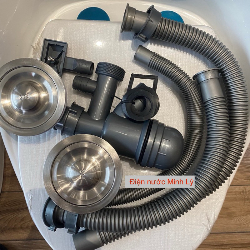 Bộ xả bồn rửa chén, Xi phông chậu rửa bát Inox 304 phi 110mm loại Tốt ...