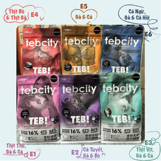 Hạt Cho Mèo TEB City Dòng E 1,5kg Thức Ăn Không Ngũ Cốc Mix Topping Gà Sấy Ngáo Petshop