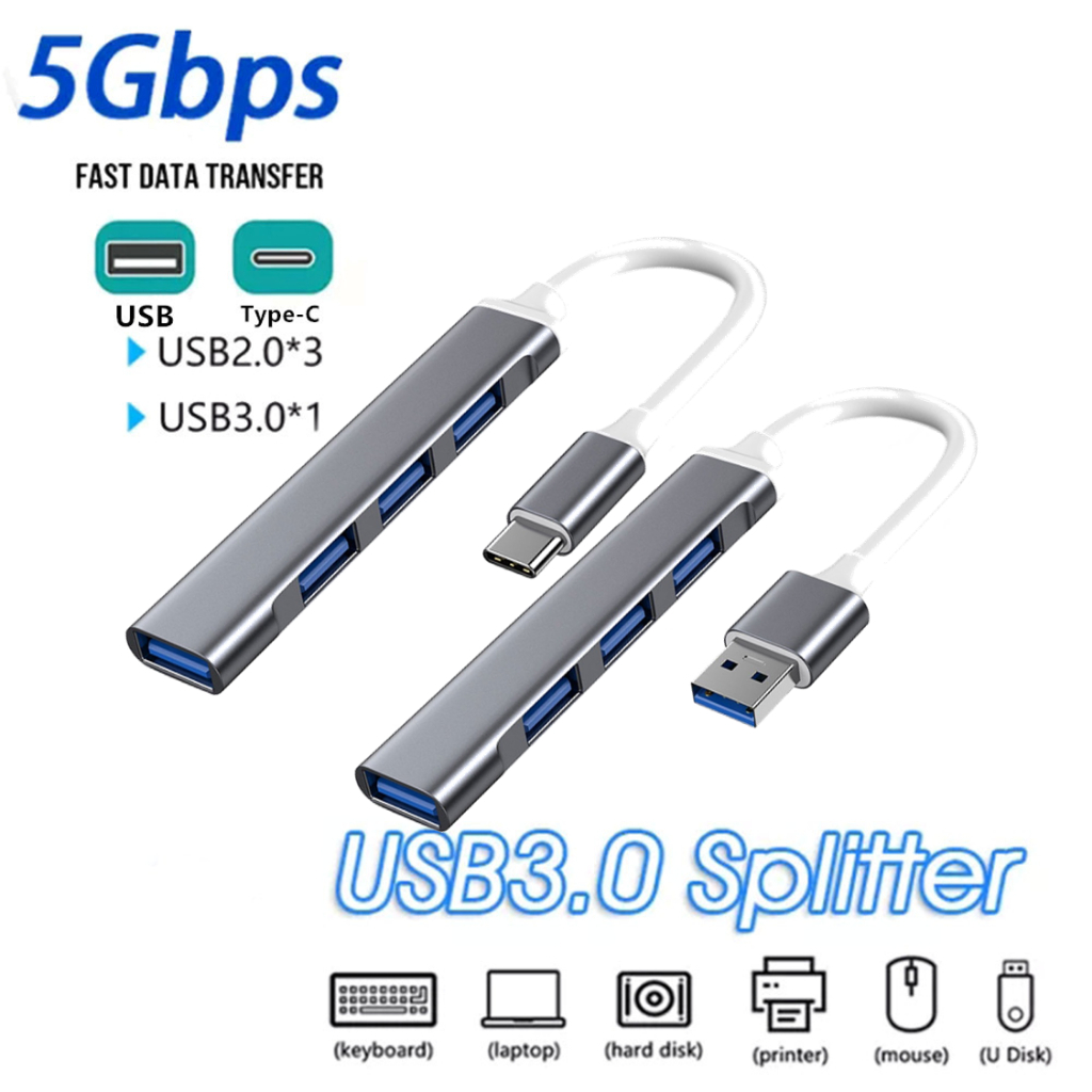 Hub Chia USB 4 Cổng Hợp Kim Nhôm – Dùng Cho MacBook, Laptop, Máy Tính, Tablet