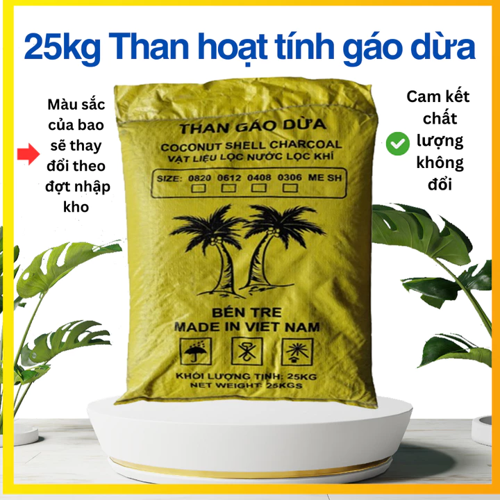 25Kg Than Hoạt Tính Gáo Dừa - Xử Lý Nước Sinh Hoạt Gia Đình, Khử Màu, Khử Mùi, Clo, Tạp Chất Bụi Bẩn Có Trong Nước