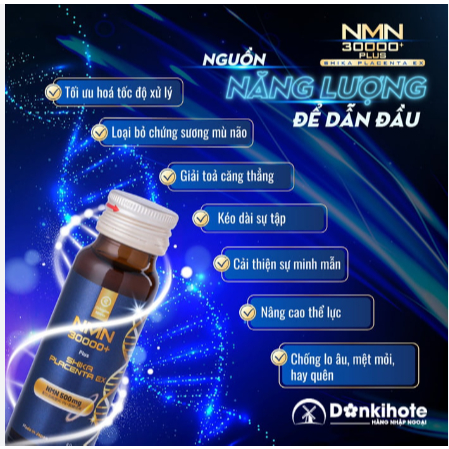 Nước uống trắng da NMN 30000+ Plus Shika Placenta EX Daido - Nhật Bản trẻ hóa tế bào Nhật