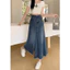 Chân váy jeans nữ dáng dài xoè cạp cao tôn dáng, chân váy bò nữ xanh đen hottrend Minbinstore A21