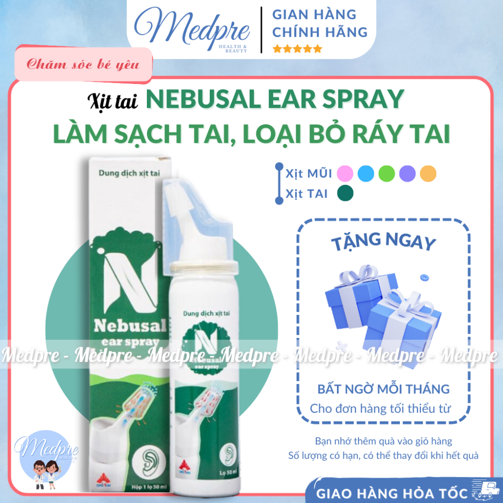 Dung dịch muối biển xịt tai Nebusal Ear Spray - Làm sạch ống tai, loại ...