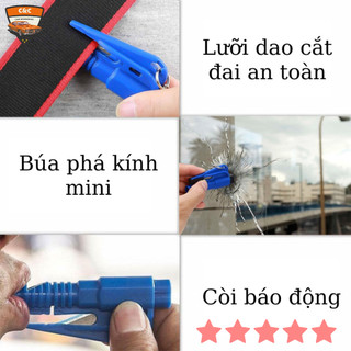 Dụng cụ phá kính thoát hiểm ô tô đa năng kèm kéo cắt dây, còi. Dụng cụ phá kính xe hơi (cứu hộ)