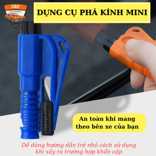 Dụng cụ phá kính thoát hiểm ô tô đa năng kèm kéo cắt dây, còi. Dụng cụ phá kính xe hơi (cứu hộ)