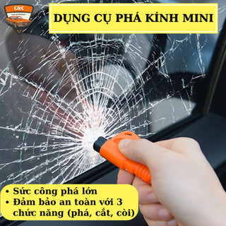 Dụng cụ phá kính thoát hiểm ô tô đa năng kèm kéo cắt dây, còi. Dụng cụ phá kính xe hơi (cứu hộ)