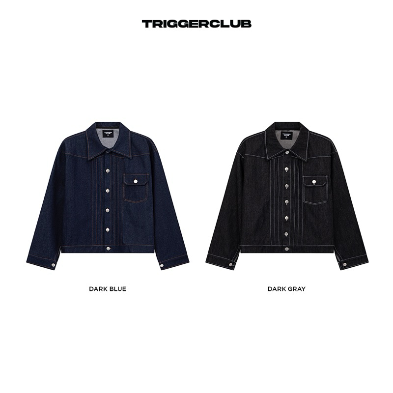 TRIGGER CLUB - Áo khoác jeans nam boxy - TGC RAW DARK GREY/ DARK BLUE ...