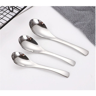 (1cái) Thìa Cán Ngắn Inox 304 Loại Dày Đẹp Muỗng Cơm Súp Cháo Phở 3 Cỡ Lớn Trung Nhỏ
