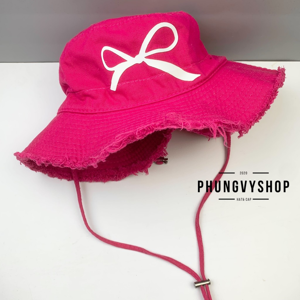 (SALE)Mũ bucket tai bèo vành tua rách phong cách hàn quốc phungvyshop - non BO tua dây cột dài / TUA NƠ các loại /