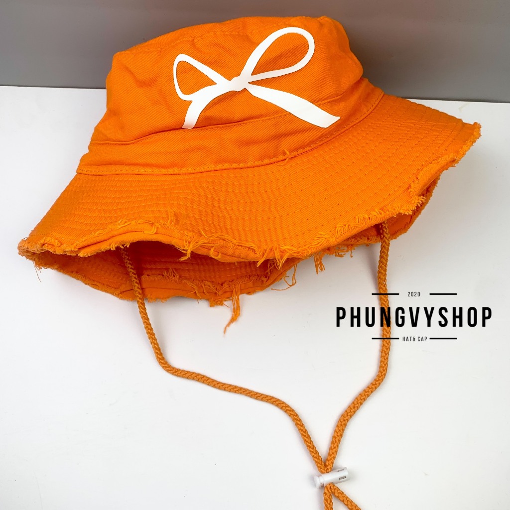 (SALE)Mũ bucket tai bèo vành tua rách phong cách hàn quốc phungvyshop - non BO tua dây cột dài / TUA NƠ các loại /