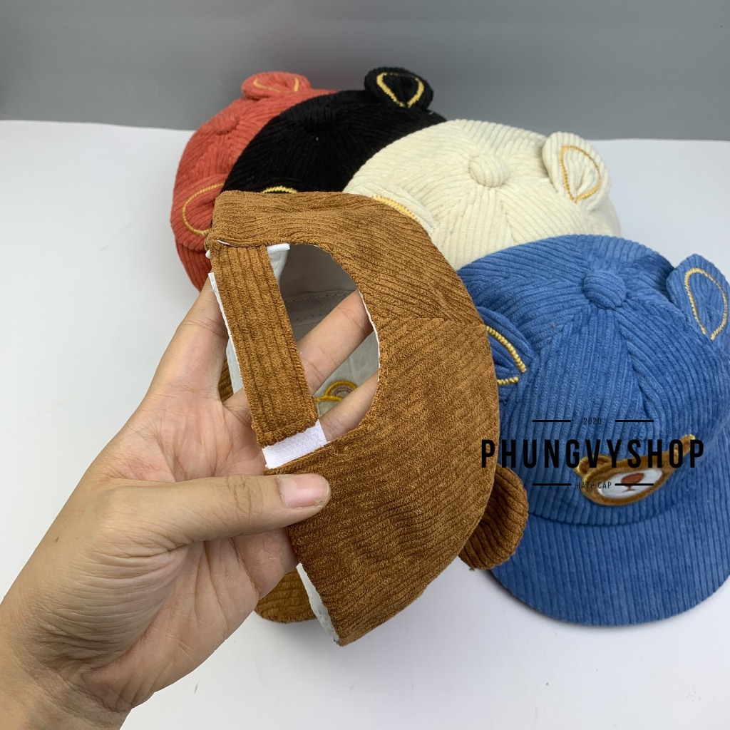 Bé dưới 2Tuổi/ Mũ lưỡi trai cho bé trai bé gái phungvyshop- Nón trẻ em KẾT nhí MẶT GẤU MỊN