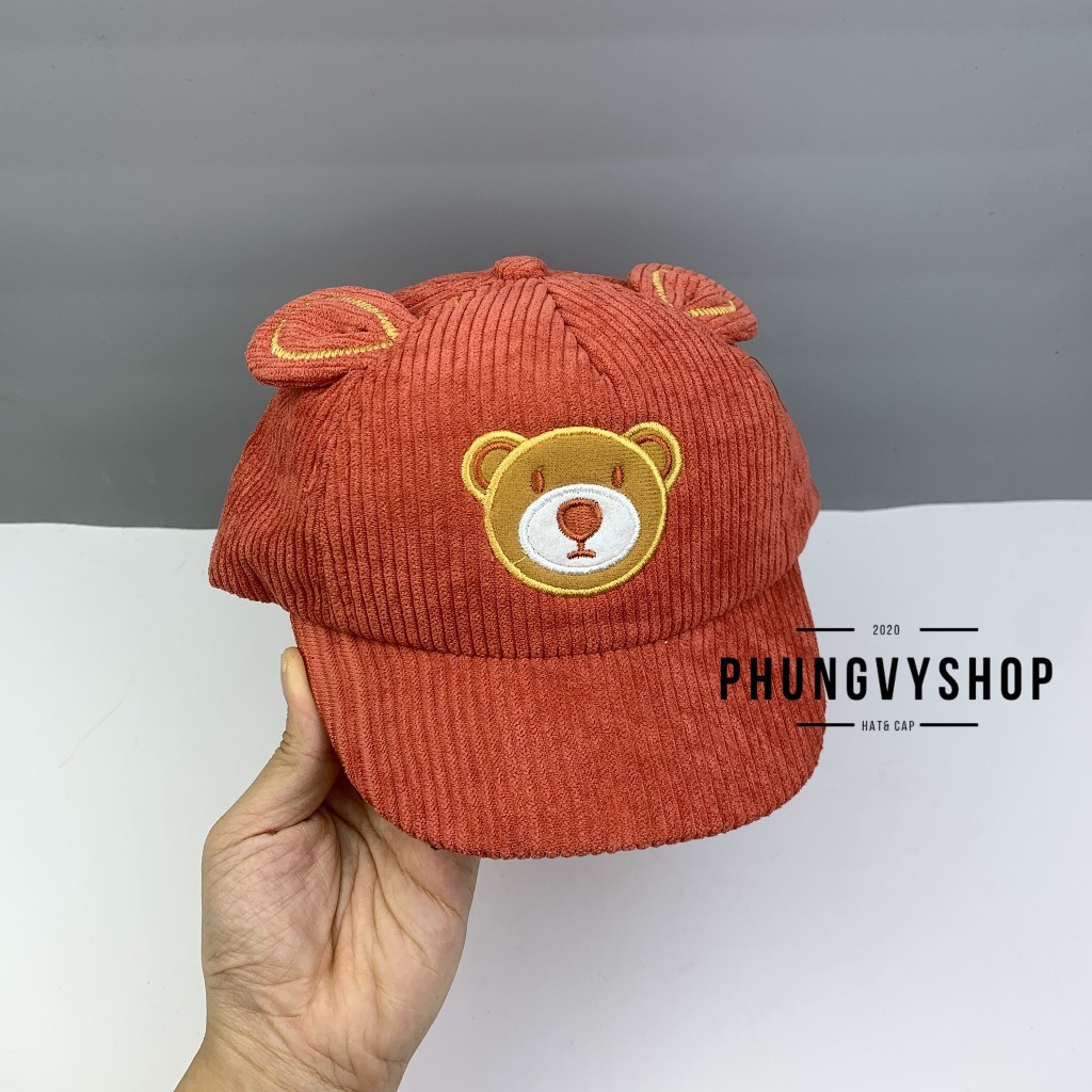 Bé dưới 2Tuổi/ Mũ lưỡi trai cho bé trai bé gái phungvyshop- Nón trẻ em KẾT nhí MẶT GẤU MỊN