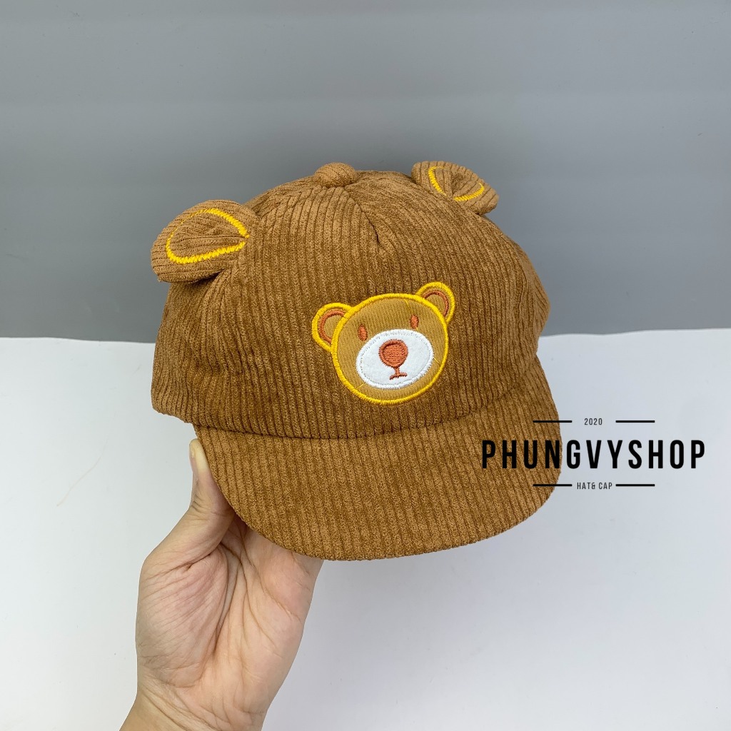 Bé dưới 2Tuổi/ Mũ lưỡi trai cho bé trai bé gái phungvyshop- Nón trẻ em KẾT nhí MẶT GẤU MỊN
