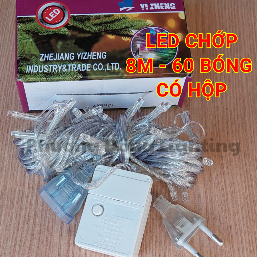 Dây Đèn LED CHỚP 8M - 70 Bóng DÂY TRONG SUỐT Trang trí Noel