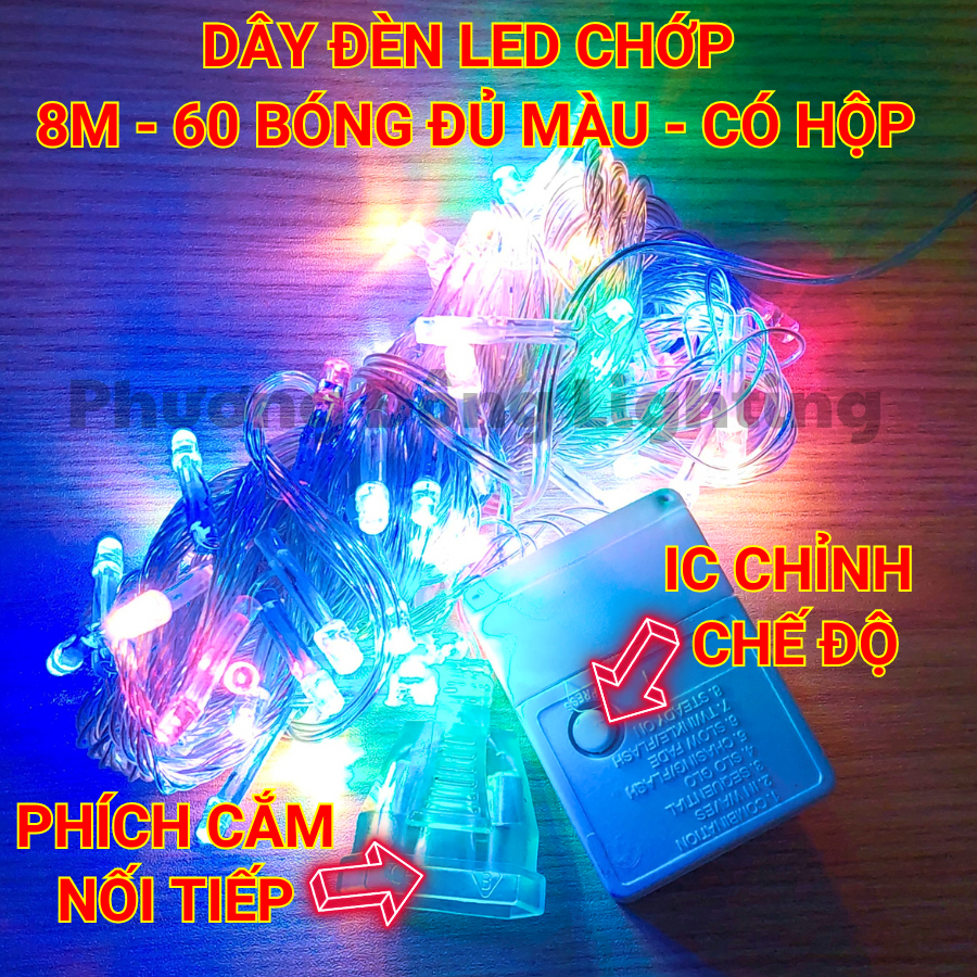 Dây Đèn LED CHỚP 8M - 70 Bóng DÂY TRONG SUỐT Trang trí Noel