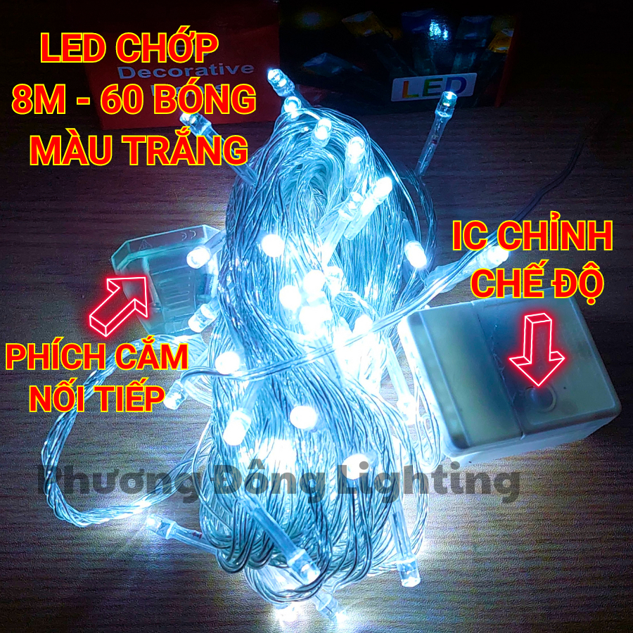 Dây Đèn LED CHỚP 8M - 70 Bóng DÂY TRONG SUỐT Trang trí Noel