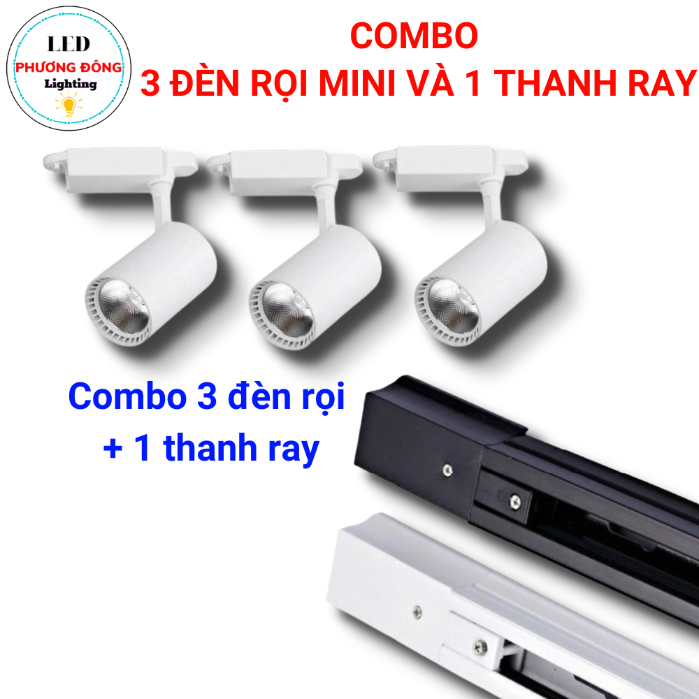 Combo 3 Đèn rọi Ray COB Mini 10W, 20W và 1 Thanh Ray Trang Trí Mọi Không Gian Siêu Sáng, Siêu Bền