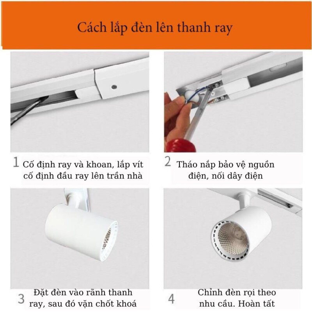 Combo 3 Đèn rọi Ray COB Mini 10W, 20W và 1 Thanh Ray Trang Trí Mọi Không Gian Siêu Sáng, Siêu Bền