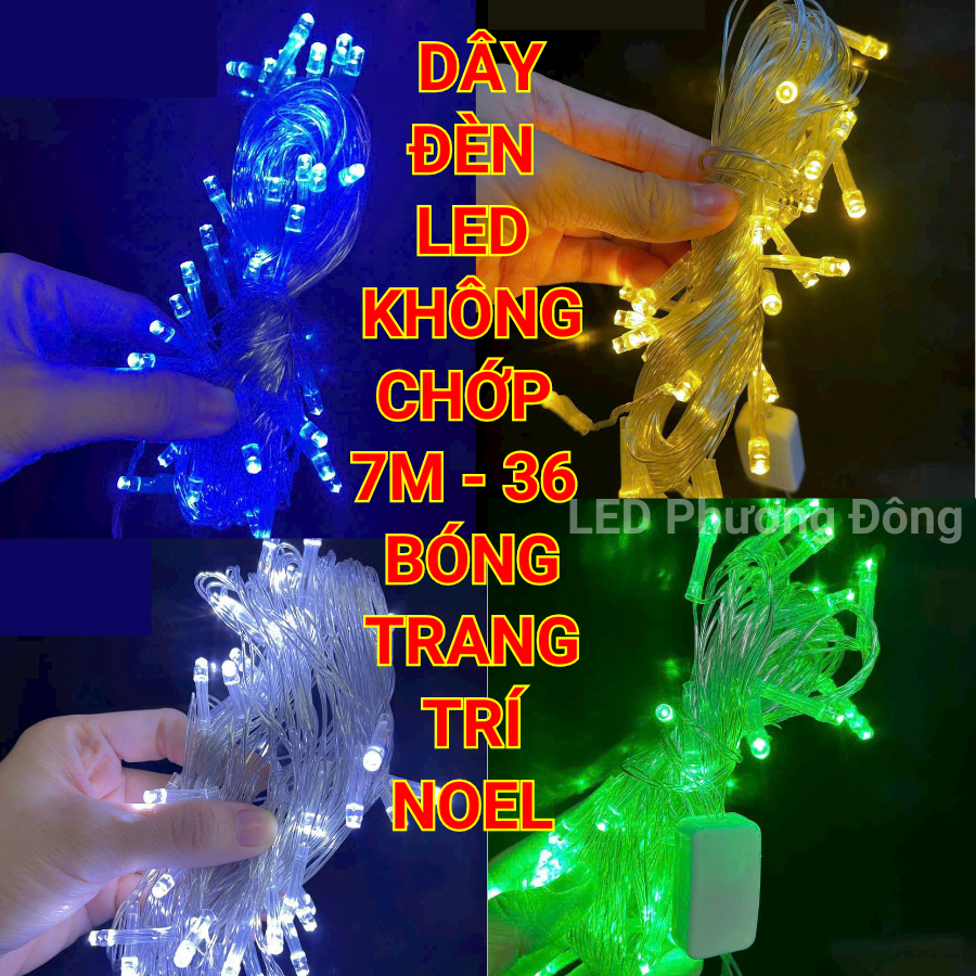 Dây đèn LED KHÔNG CHỚP 7m - 36 Bóng Trang trí Noel-Lễ-Tết