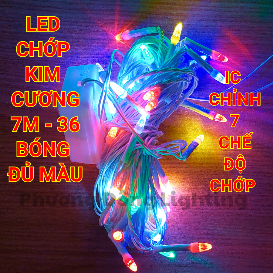 Dây đèn LED Chớp Kim Cương/LED Chớp Nhọn Trang trí Noel Dài 8m - 36 bóng