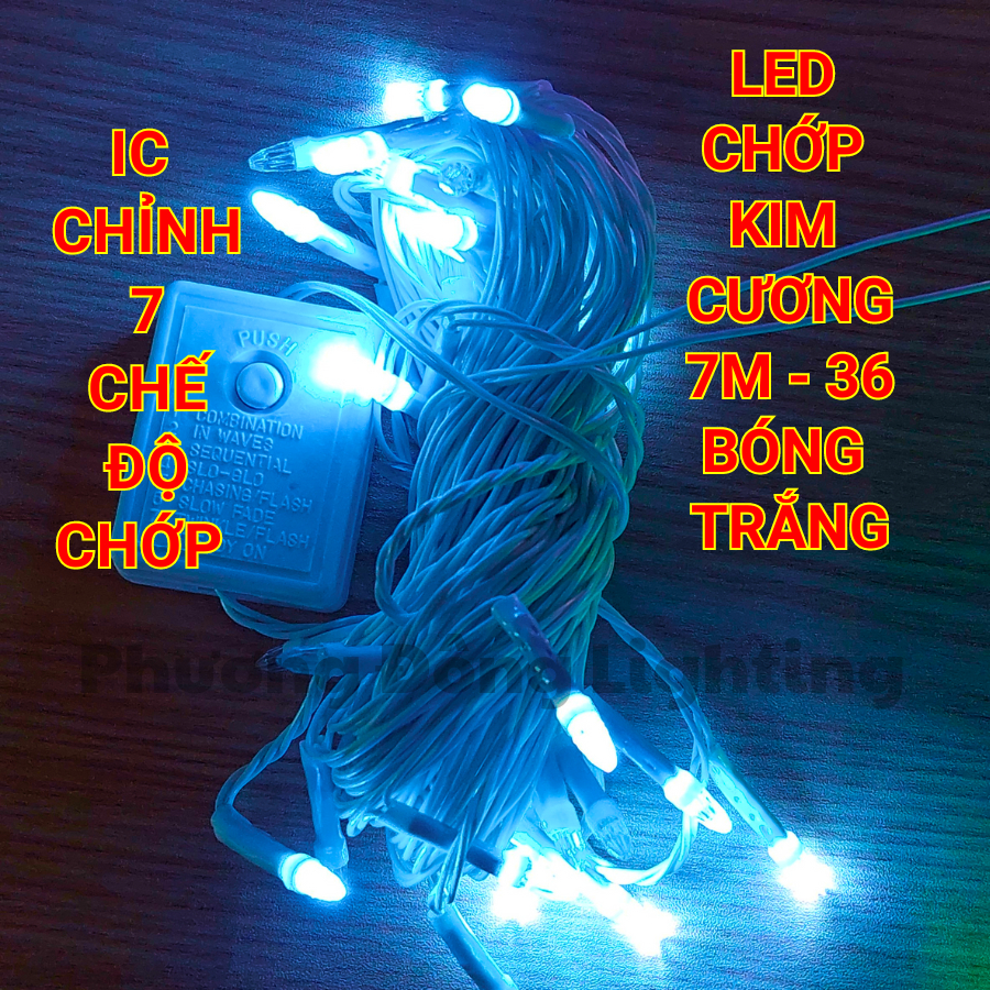 Dây đèn LED Chớp Kim Cương/LED Chớp Nhọn Trang trí Noel Dài 8m - 36 bóng