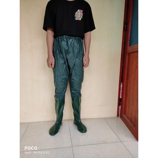 {LOẠI 1} Ủng lội nước dài liền quần đế cứng màu nâu size 35-46, quần ủng bảo hộ lao động, ủng câu cá
