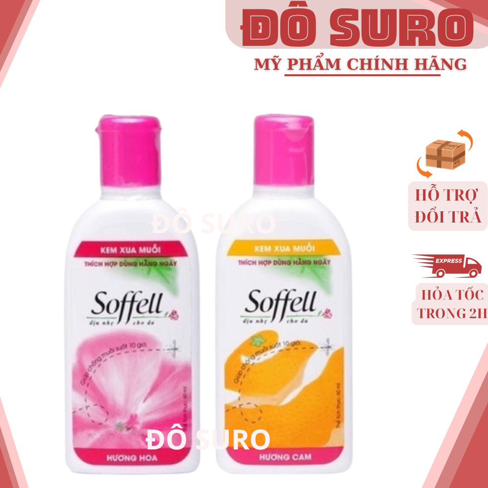 Kem chống muỗi Soffell hương hoa, hương cam giữ cho làn da mềm mại, chai bôi 60ml