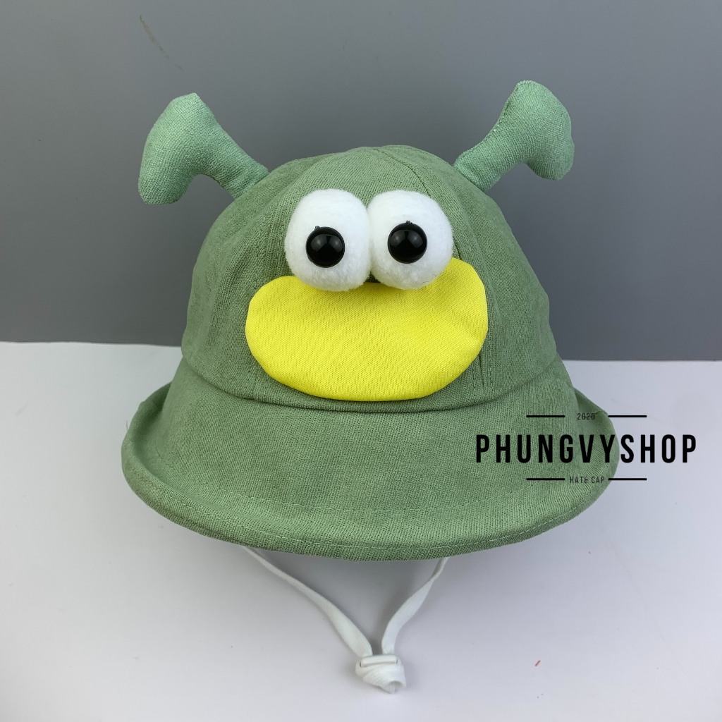 (SALE) Bé 2-5 Tuổi/ VĐ 52cm_Mũ bucket tai bèo vành trẻ em trai gái phungvyshop- Nón Bo trung nhung Vành lật / MẮT LỒI