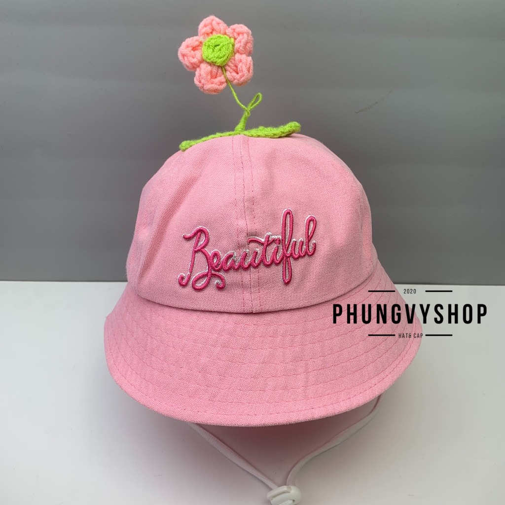 BÉ 2-5 Tuổi/ vđ 52cm, Mũ bucket tai bèo vành bé gái phungvyshop- Nón trẻ em HOA LEN KẼM