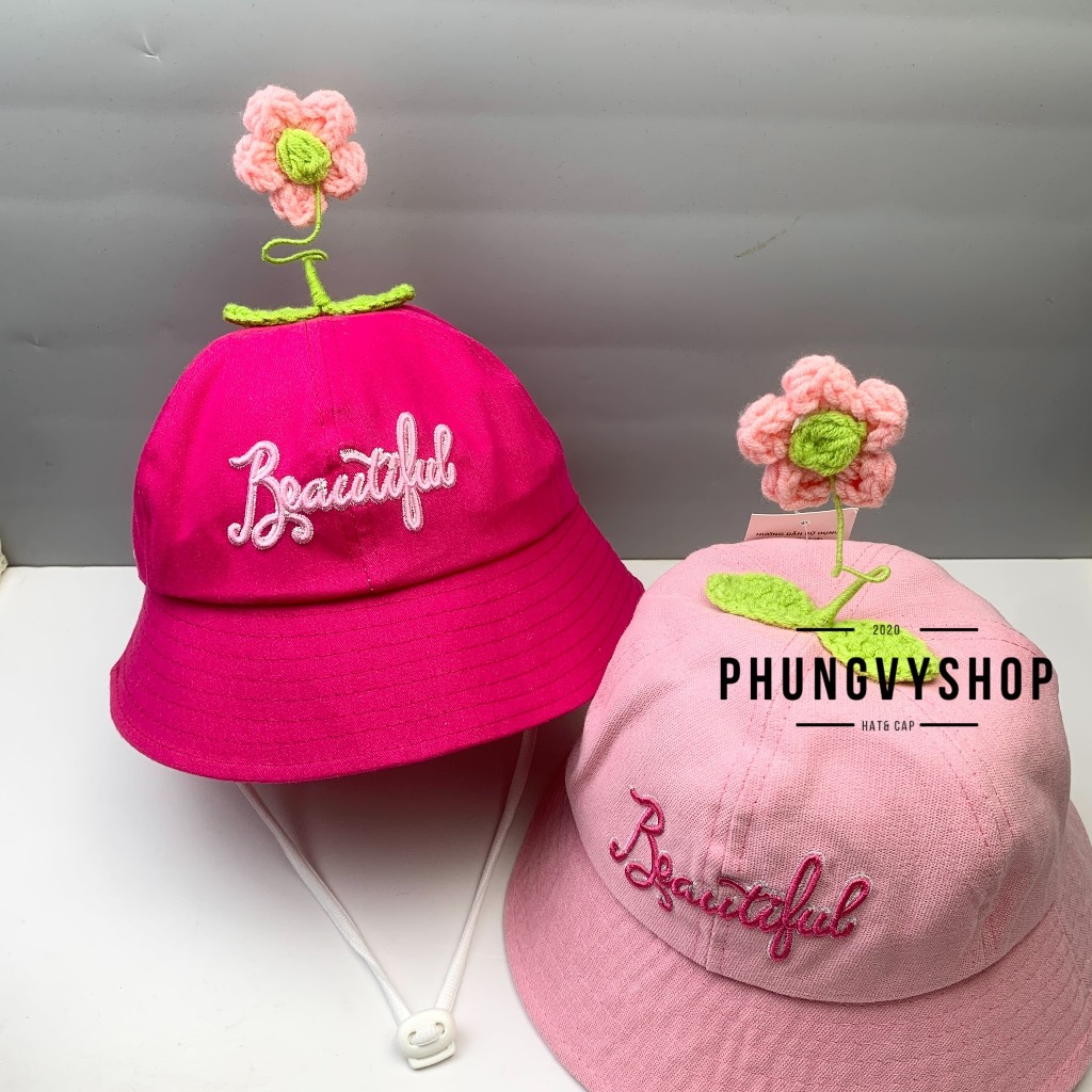 BÉ 2-5 Tuổi/ vđ 52cm, Mũ bucket tai bèo vành bé gái phungvyshop- Nón trẻ em HOA LEN KẼM