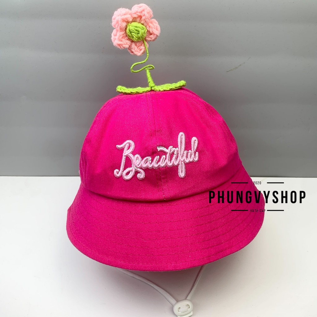 BÉ 2-5 Tuổi/ vđ 52cm, Mũ bucket tai bèo vành bé gái phungvyshop- Nón trẻ em HOA LEN KẼM