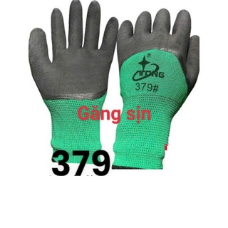 Bịch 12 đôi găng tay bảo hộ lao động phủ cao su sần chống cắt, găng tay 378, găng tay 379, găng tay 389