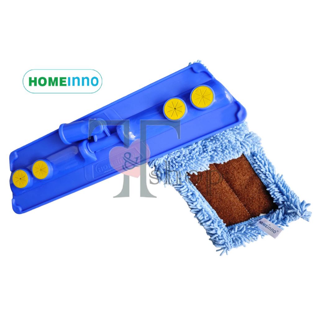 Cây Lau Nhà Inox Microfiber 40cm Bản Nhựa Dán Homeinno Tấm Lau San Hô/ Mịn/ Xoắn Cán Thu Gọn 90cm Kéo Dài 1m4
