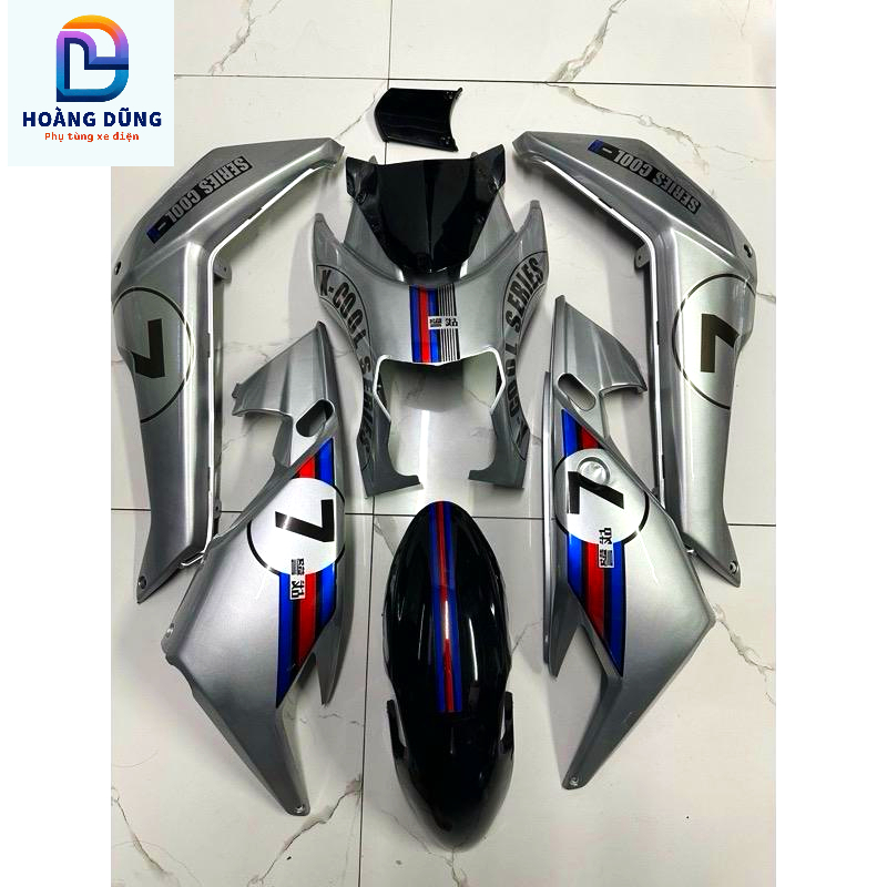Bộ nhựa 8 món dùng cho xe điện Xmen  kèm tem hổ, tem số 7, tem chỉ đỏ- tặng kèm ốc khi mua full bộ