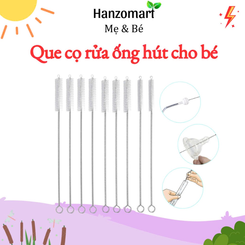Que cọ rửa vệ sinh ống hút bằng thép không gỉ, uốn cong dễ dàng