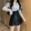 Quần Short Da Cao Cấp Nữ Cạp Cao Quần Da Giả Váy Thiết Kế 3 Khuy Vạt Lệch Dáng Ôm Kiểu Dáng Sang Chảnh Hàng Đẹp