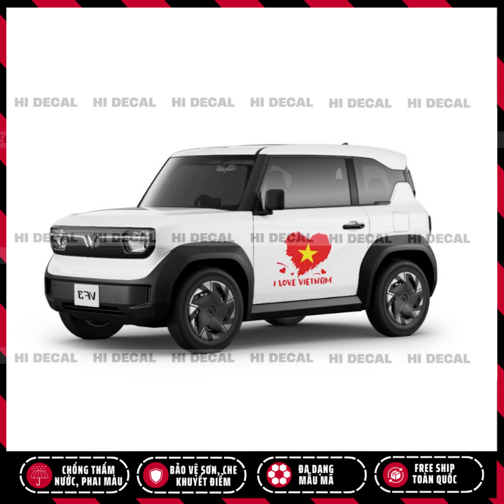 Tem 30/04, Tem Lá Cờ VIỆT NAM, Tôi Yêu Việt Nam dán ô tô, logo stick trang trí decal cao cấp, chống thấm nước