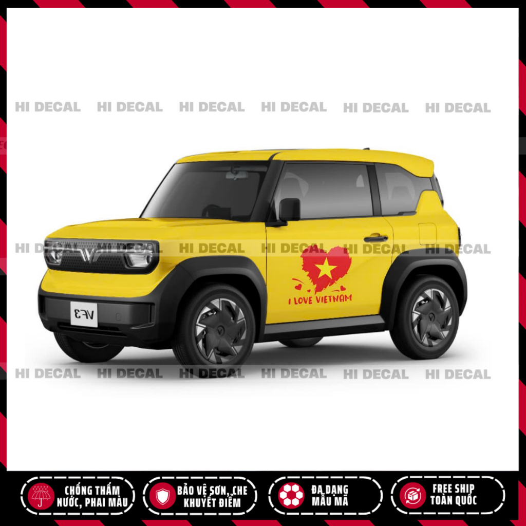 Tem 30/04, Tem Lá Cờ VIỆT NAM, Tôi Yêu Việt Nam dán ô tô, logo stick trang trí decal cao cấp, chống thấm nước