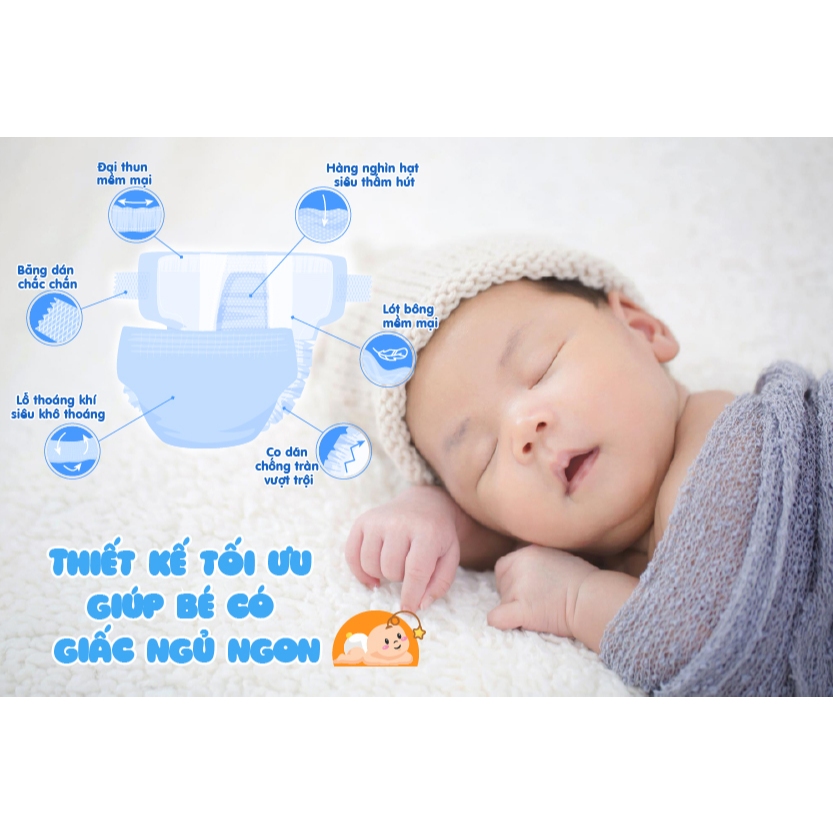 Ảnh Tã Bỉm Dán HLOVEM Siêu Thấm, Chống Tràn Size NB/S/M 50 Miếng 3