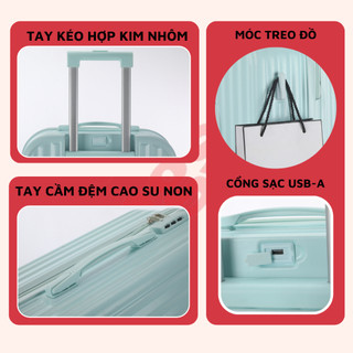 Vali kéo Siêu To Có Cốc Đựng Nước, Sạc Điện Thoại Size 28 302/309, Vali kéo du lịch Kingsun Size 28 Cao Cấp