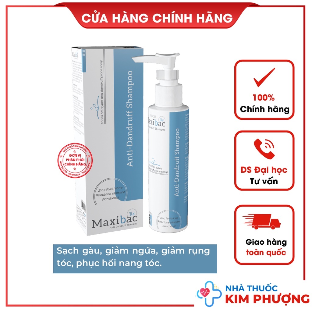 Dầu gội Maxibac pH5.5, GMNL-653 HK phục hồi nang tóc, giảm gãy rụng ...