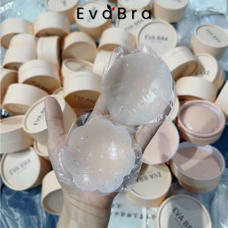 Miếng dán ngực silicon cao cấp, dán ti hộp 3 cặp sử dụng nhiều lần EVA BRA 550