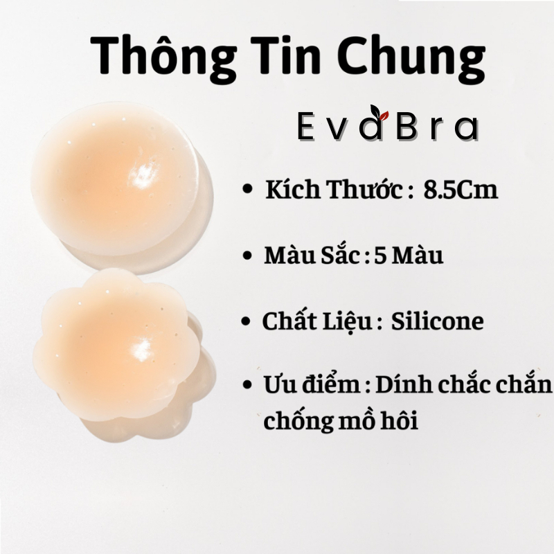 Miếng dán ngực silicon cao cấp, dán ti hộp 3 cặp sử dụng nhiều lần EVA BRA 550