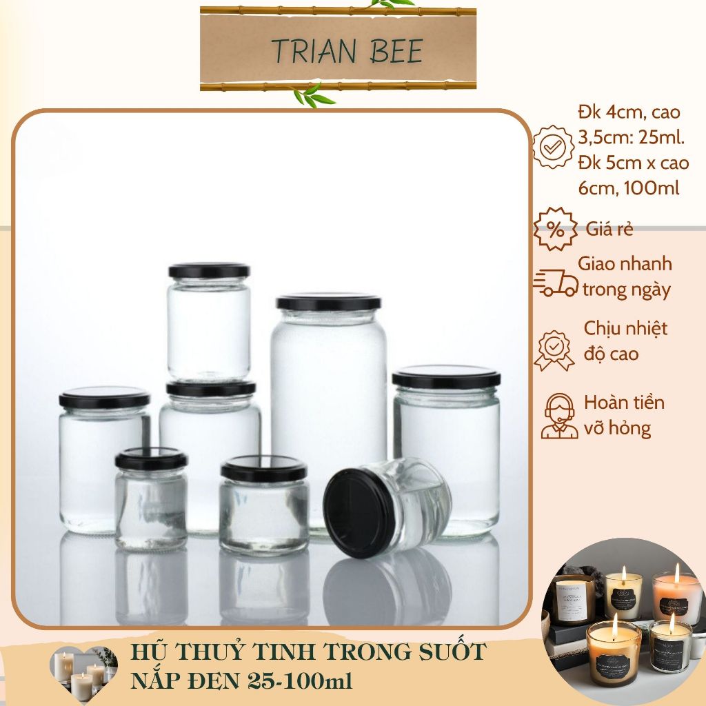 (Lọ rỗng) Lọ thủy tinh nắp kim loại dung tích 25-100ml, trong suốt - lọ ...
