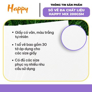 [Hỏa tốc HCM] Sổ Vẽ Lò Xo Đa Chất Liệu Happy Định Lượng 200gsm - 30 Tờ