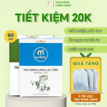 Combo 2 Hộp Trà Cà Gai Leo Xạ Đen và Trà Đinh Lăng Lạc Tiên hộp 60 túi thương hiêu Quà 3 Miền